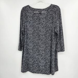 J. Jill Wearever Collection 3/4 Sleeve Printed Tunic Top Womens Size Large Black